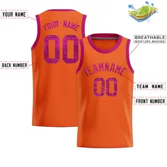 Orange Sequined Trim Athletic Basketball Jersey 2