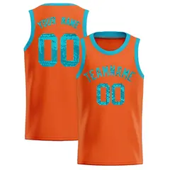 Orange Sequined Trim Athletic Basketball Jersey