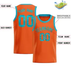 Orange Sequined Trim Athletic Basketball Jersey 2