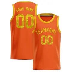 Orange Sequined Trim Athletic Basketball Jersey 1