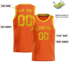 Orange Sequined Trim Athletic Basketball Jersey 2