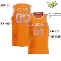Orange Sequined Trim Athletic Basketball Jersey 2