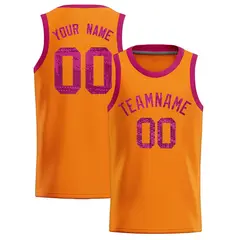 Orange Sequined Trim Athletic Basketball Jersey 1