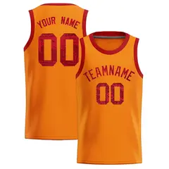 Orange Sequined Trim Athletic Basketball Jersey 1