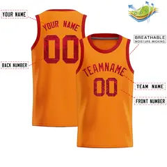 Orange Sequined Trim Athletic Basketball Jersey 2