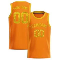Orange Sequined Trim Athletic Basketball Jersey 1