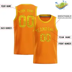 Orange Sequined Trim Athletic Basketball Jersey 2