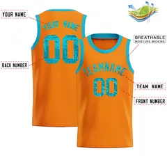 Orange Sequined Trim Athletic Basketball Jersey 2