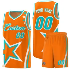 Orange Shoulder Stars Graffiti Basketball Jersey Set 1
