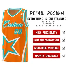 Orange Shoulder Stars Graffiti Basketball Jersey Set 2