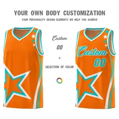 Orange Shoulder Stars Graffiti Basketball Jersey Set 3