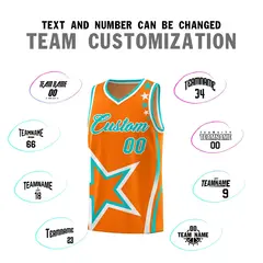 Orange Shoulder Stars Graffiti Basketball Jersey Set 4