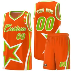 Orange Shoulder Stars Graffiti Basketball Jersey Set 1