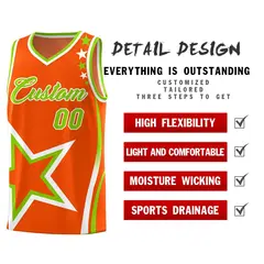 Orange Shoulder Stars Graffiti Basketball Jersey Set 2