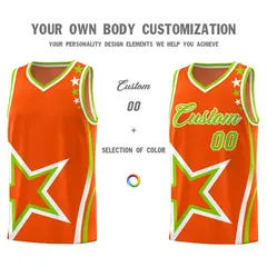 Orange Shoulder Stars Graffiti Basketball Jersey Set 3