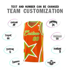 Orange Shoulder Stars Graffiti Basketball Jersey Set 4