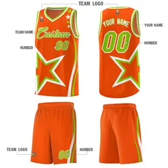 Orange Shoulder Stars Graffiti Basketball Jersey Set 5