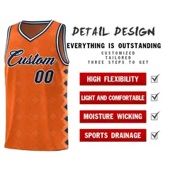 Orange Side Blocks Basketball Uniform Jersey 2