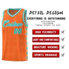 Orange Side Blocks Basketball Uniform Jersey 2