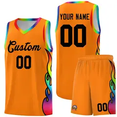 Orange Side Flame Fashion Sports Basketball Jersey 1