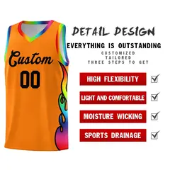 Orange Side Flame Fashion Sports Basketball Jersey 2