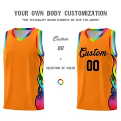 Orange Side Flame Fashion Sports Basketball Jersey 3