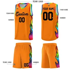 Orange Side Flame Fashion Sports Basketball Jersey 5