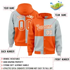 Orange Silver Color Block Varsity Letterman Jacket Hoodie 4