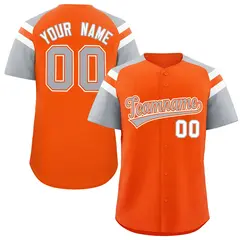 Orange Silver Contrast Raglan Baseball Jersey 1