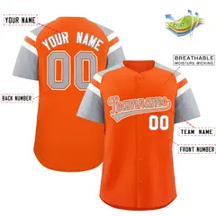 Orange Silver Contrast Raglan Baseball Jersey 2