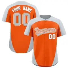 Orange Silver Edge Color Block Baseball Jersey 1