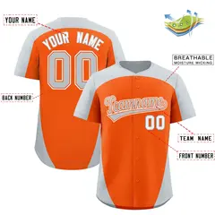 Orange Silver Edge Color Block Baseball Jersey 2