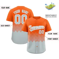 Orange Silver Grid Blur Pattern Baseball Jersey 2