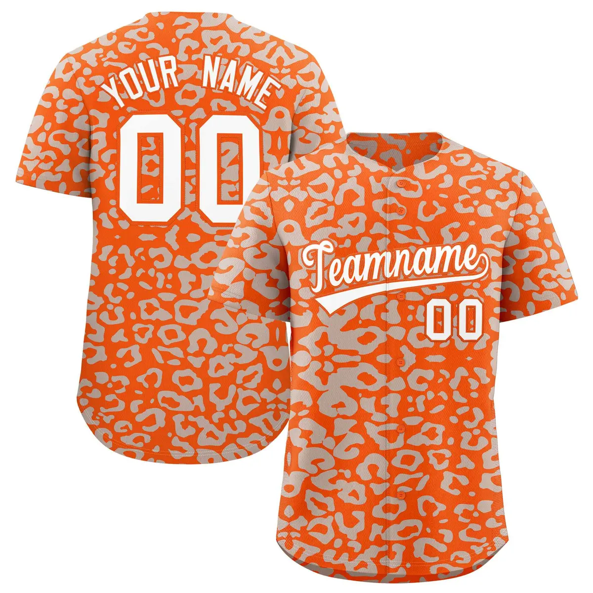 Orange Silver Leopard Print Baseball Jersey