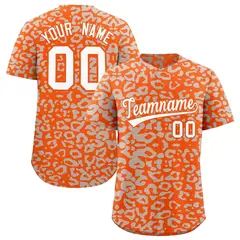 Orange Silver Leopard Print Baseball Jersey 1