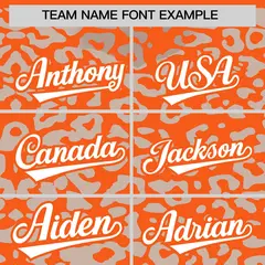 Orange Silver Leopard Print Baseball Jersey 3