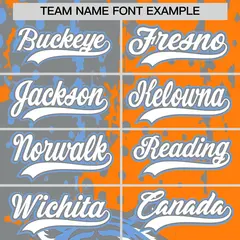 Orange Silver Light Blue Full-Snap Tiger Graffiti Baseball Jersey 6