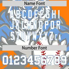Orange Silver Light Blue Full-Snap Tiger Graffiti Baseball Jersey 7