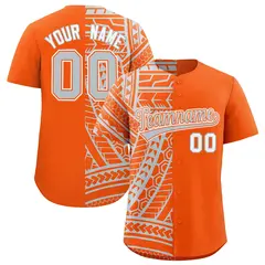 Orange Silver Tribal Split Baseball Jersey 1