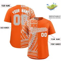 Orange Silver Tribal Split Baseball Jersey 2