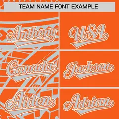 Orange Silver Tribal Split Baseball Jersey 3