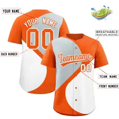 Orange Silver White Half Heart Color Block Baseball Jersey 2