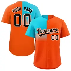 Orange Sky Blue Half Gradient Authentic Baseball Jersey 1