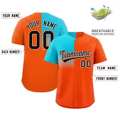 Orange Sky Blue Half Gradient Authentic Baseball Jersey 2
