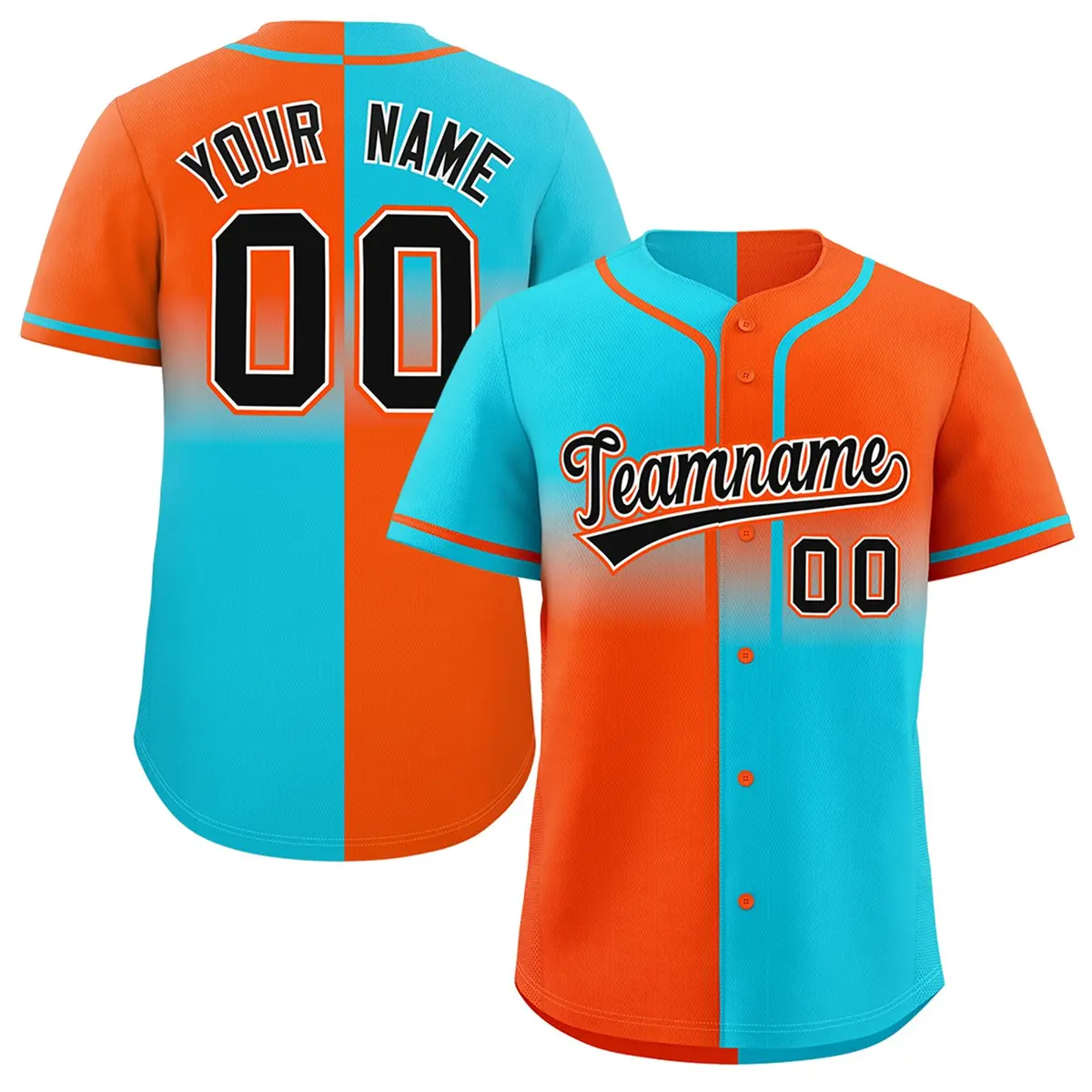 Orange Sky Blue Symmetrical Gradient Baseball Jersey