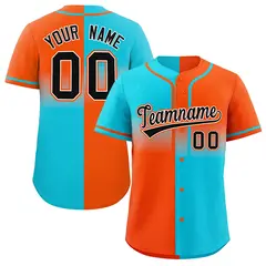 Orange Sky Blue Symmetrical Gradient Baseball Jersey 1