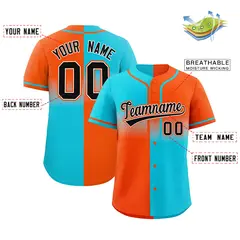 Orange Sky Blue Symmetrical Gradient Baseball Jersey 2