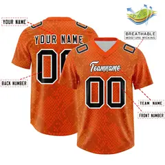 Orange Snakeskin Graffiti Pattern Authentic Football Jersey 2