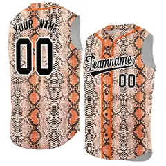 Orange Snakeskin Pattern Sleeveless Baseball Jersey