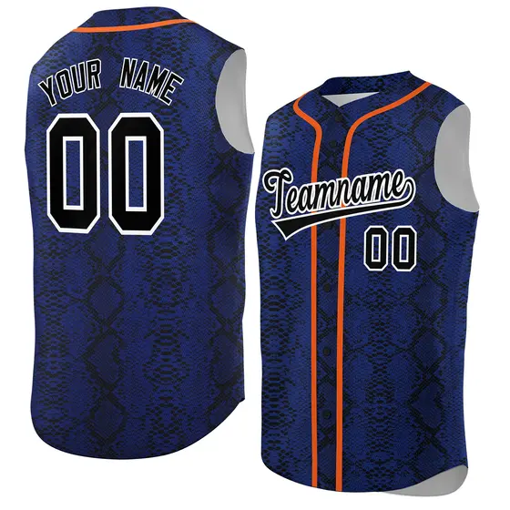 Orange Snakeskin Pattern Sleeveless Baseball Jersey